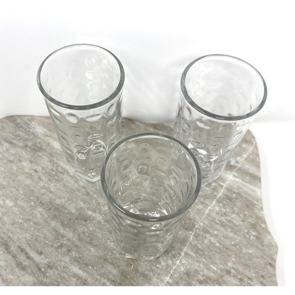 Vtg Dimpled Crisa Clear Glasses, Heavy  Bottom Signed Glasses Set Of 3 - Picture 2 of 6